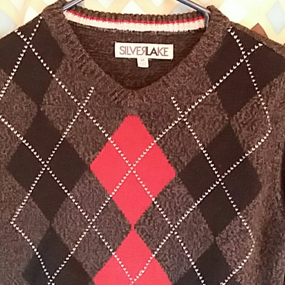Silverlake Argyle V-neck Sweater/Jumper Medium